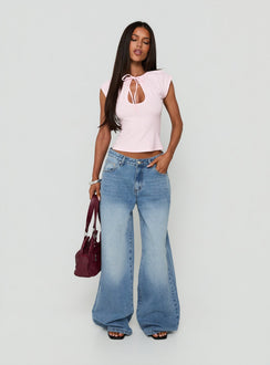 Delectable Tie Detail Short Sleeve Top Pink