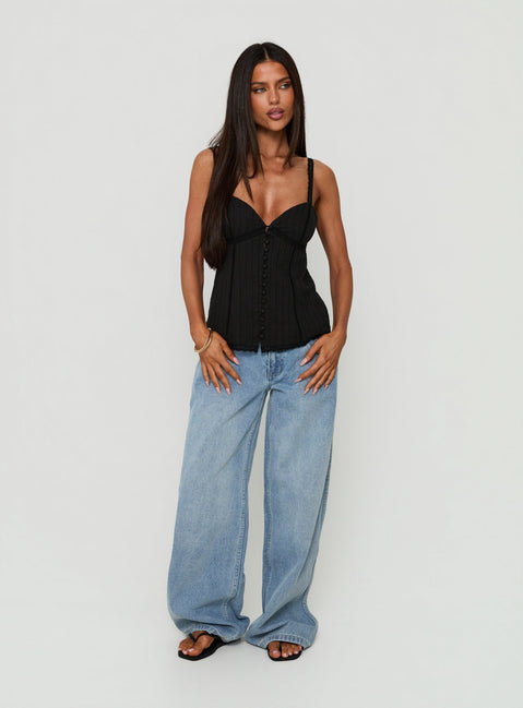 Committed Tie Back Top Black