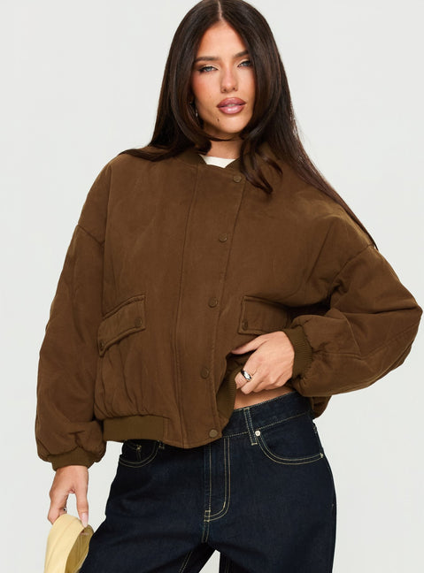 Stick Season Quilted Jacket Brown