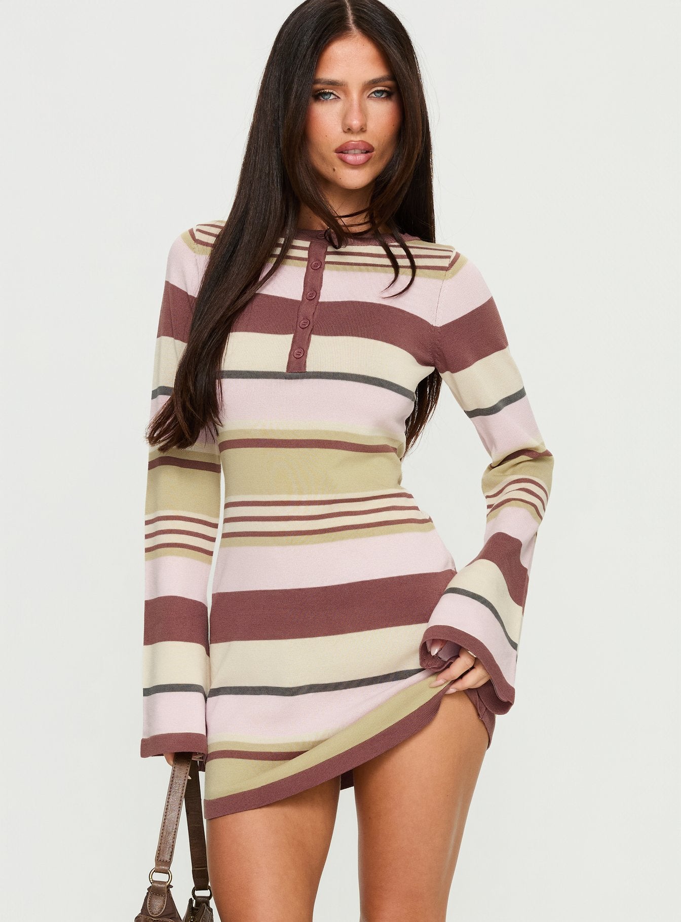 Shandee Knit Long Sleeve Mini Dress | Multi Stripe | Womens | Princess Polly Shandee Knit Long Sleeve Mini Dress | Multi Stripe | Womens | Princess Polly