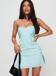 Irena Strapless Mini Dress Light Blue Tall