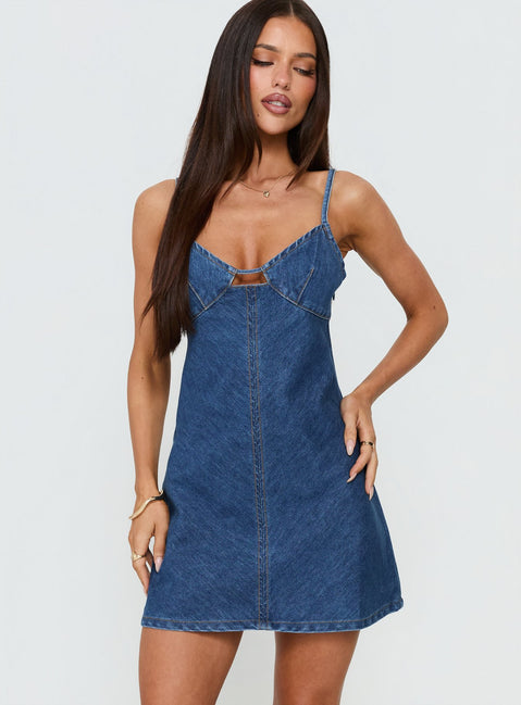 Arwen Denim Mini Dress | Blue | Womens | Princess Polly Arwen Denim Mini Dress | Blue | Womens | Princess Polly