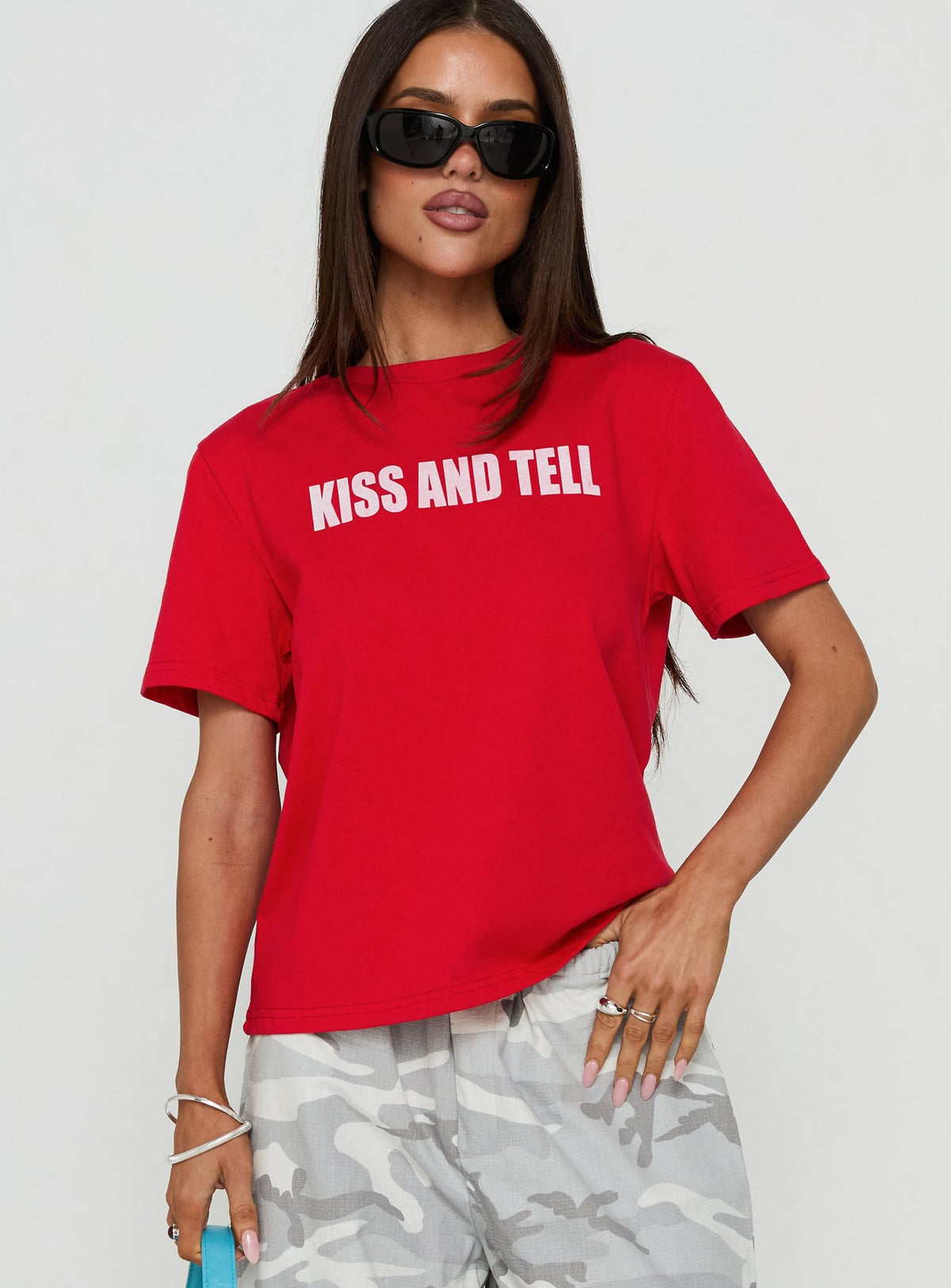 Kiss And Tell Graphic Relaxed Tee Red