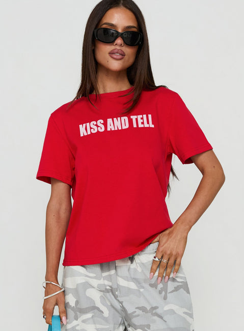 Kiss And Tell Graphic Relaxed Tee Red