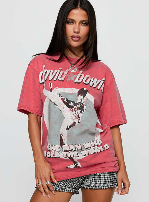 David Bowie Vintage Oversized Graphic Tee Red