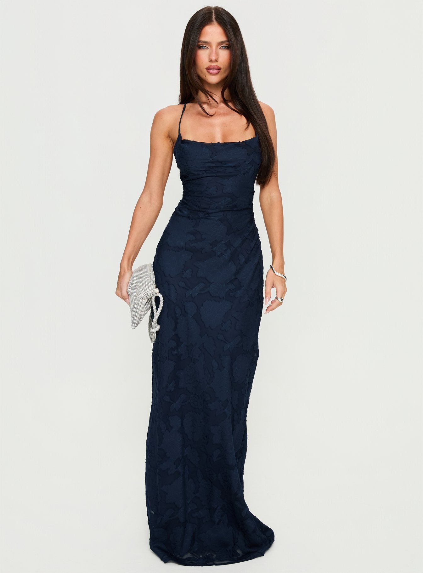 Celena Maxi Dress Navy Burnout Petite