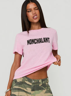 Nonchalant Girl Graphic Relaxed Tee Pink