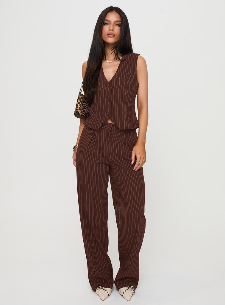 That Sweet Set Brown Pinstripe | Princess Polly