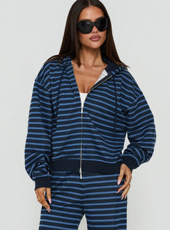 Delaeni Zip Through Hoodie Blue Stripe