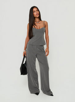 Kierstyn Corset Set Grey Stripe
