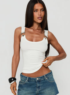Magnollia Buckle Detail Tank Top White