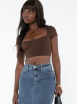Ribbed crop top, square neckline Good stretch, fully lined 