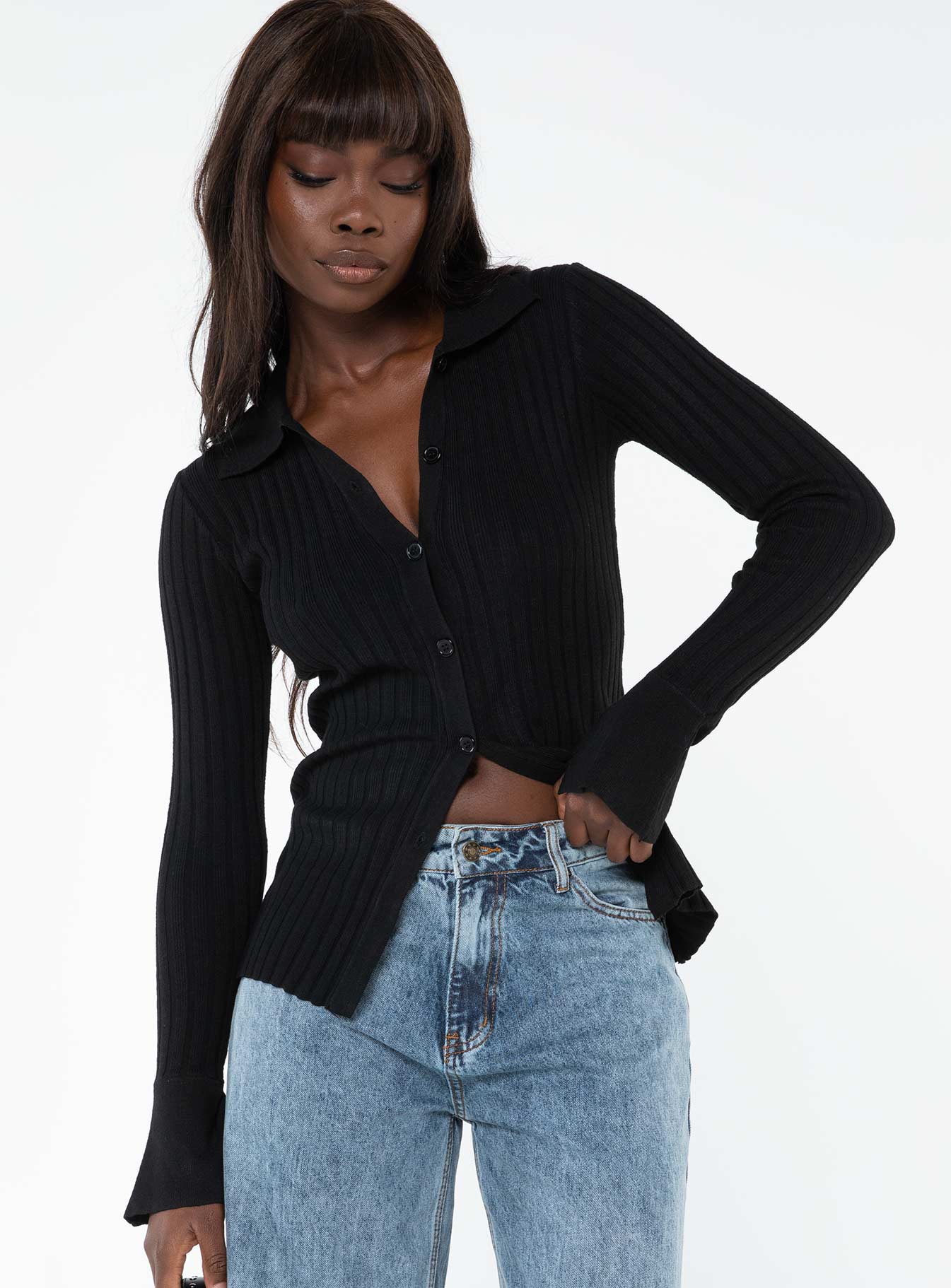 Button up cardigan discount black