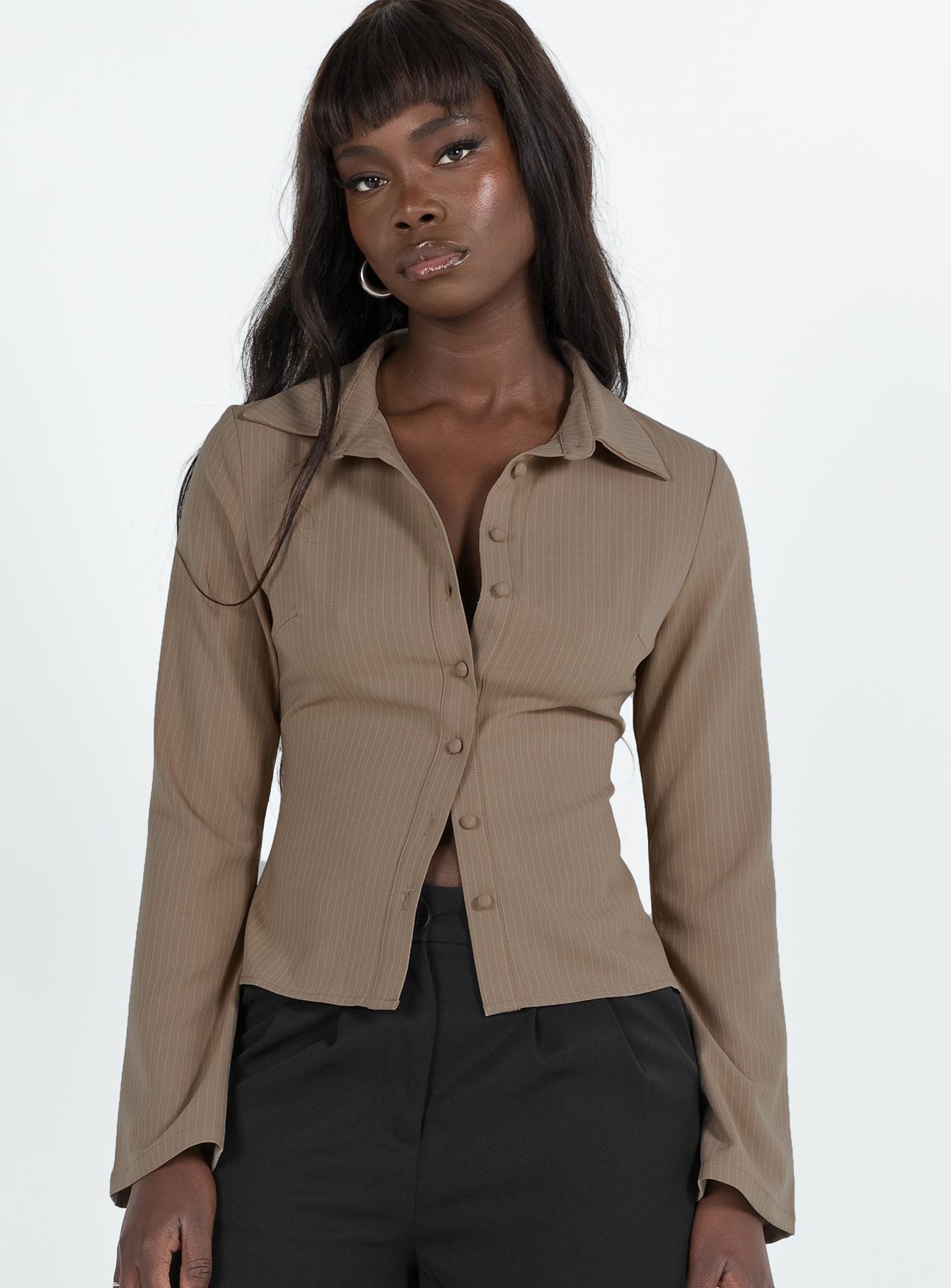 beige dress shirt womens Zeagoo Women's Dress Shirt 3 4 Sleeve Button Down Shirt Professional Blouses Beige at Amazon Women's Clothing store