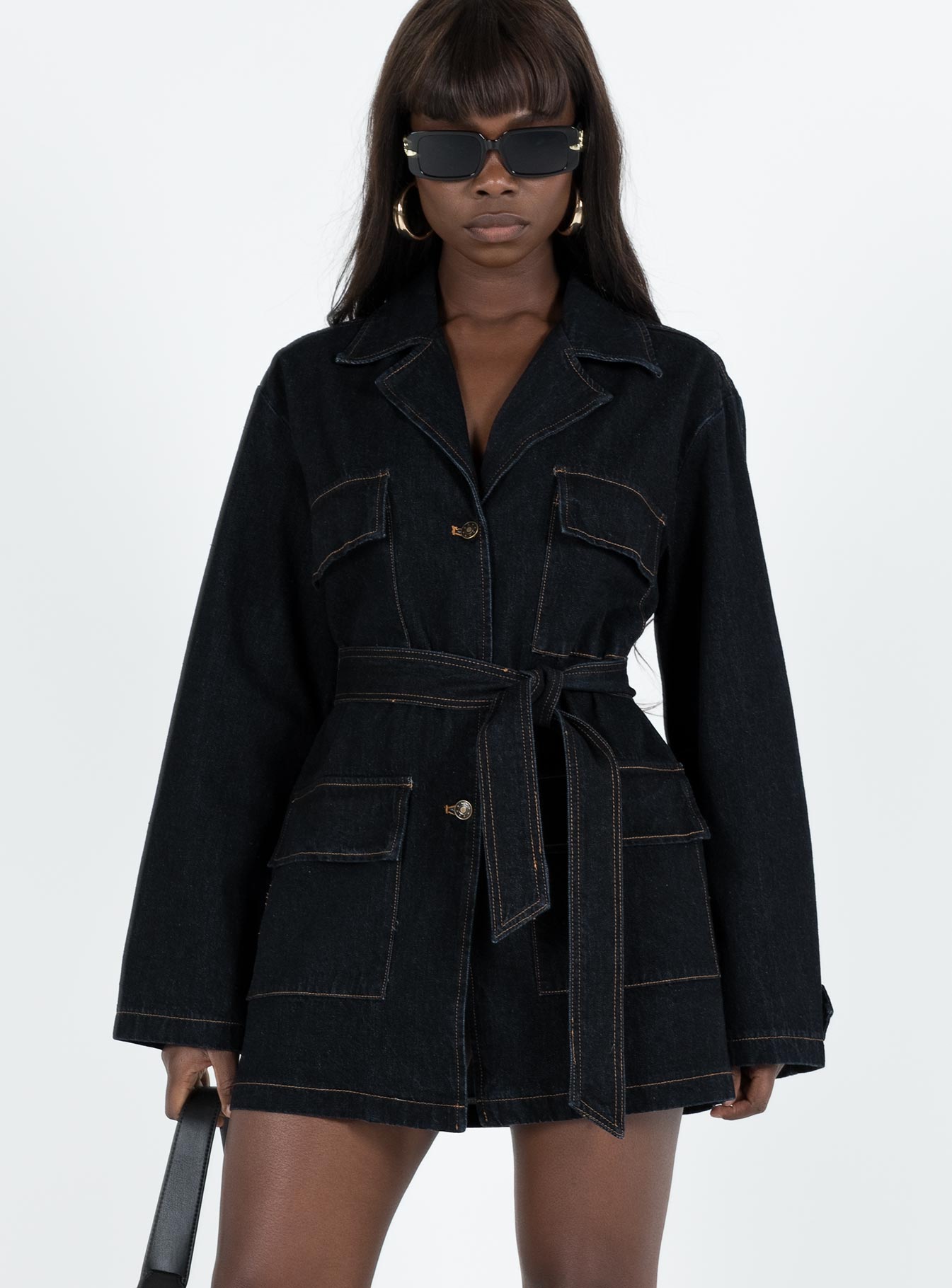 Giselle Mini Dress Dark Denim | Princess Polly Giselle Mini Dress Dark Denim | Princess Polly