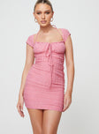 Front view of model wearing  front Princess Polly Square Neck  Kealey Mini Dress Dusty Pink