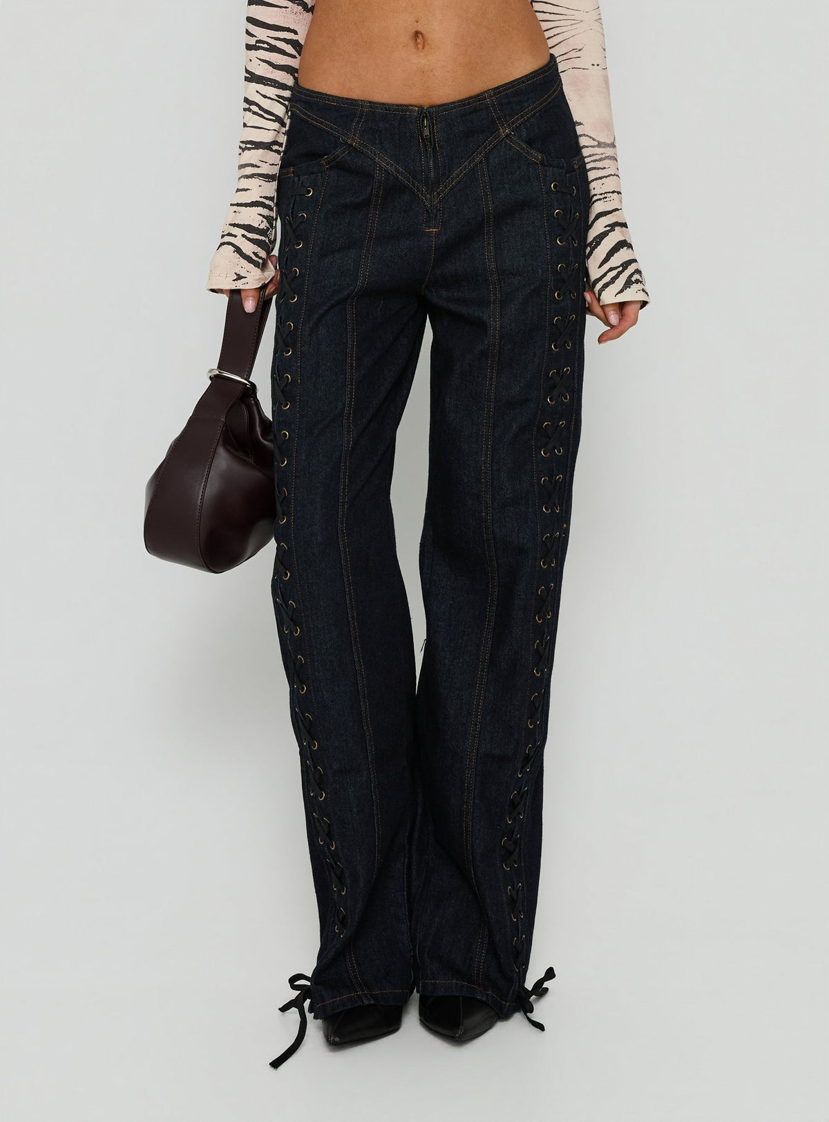 Daydream Tie Up Jeans Dark Denim