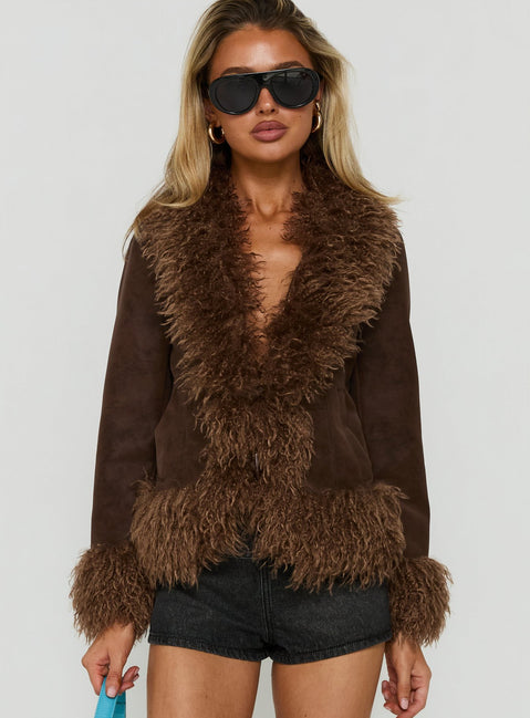 Adalyna Faux Fur Jacket Brown
