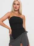 front view of model wearing Princess Polly Per Usual Strapless Top Black Sleeveless straight 