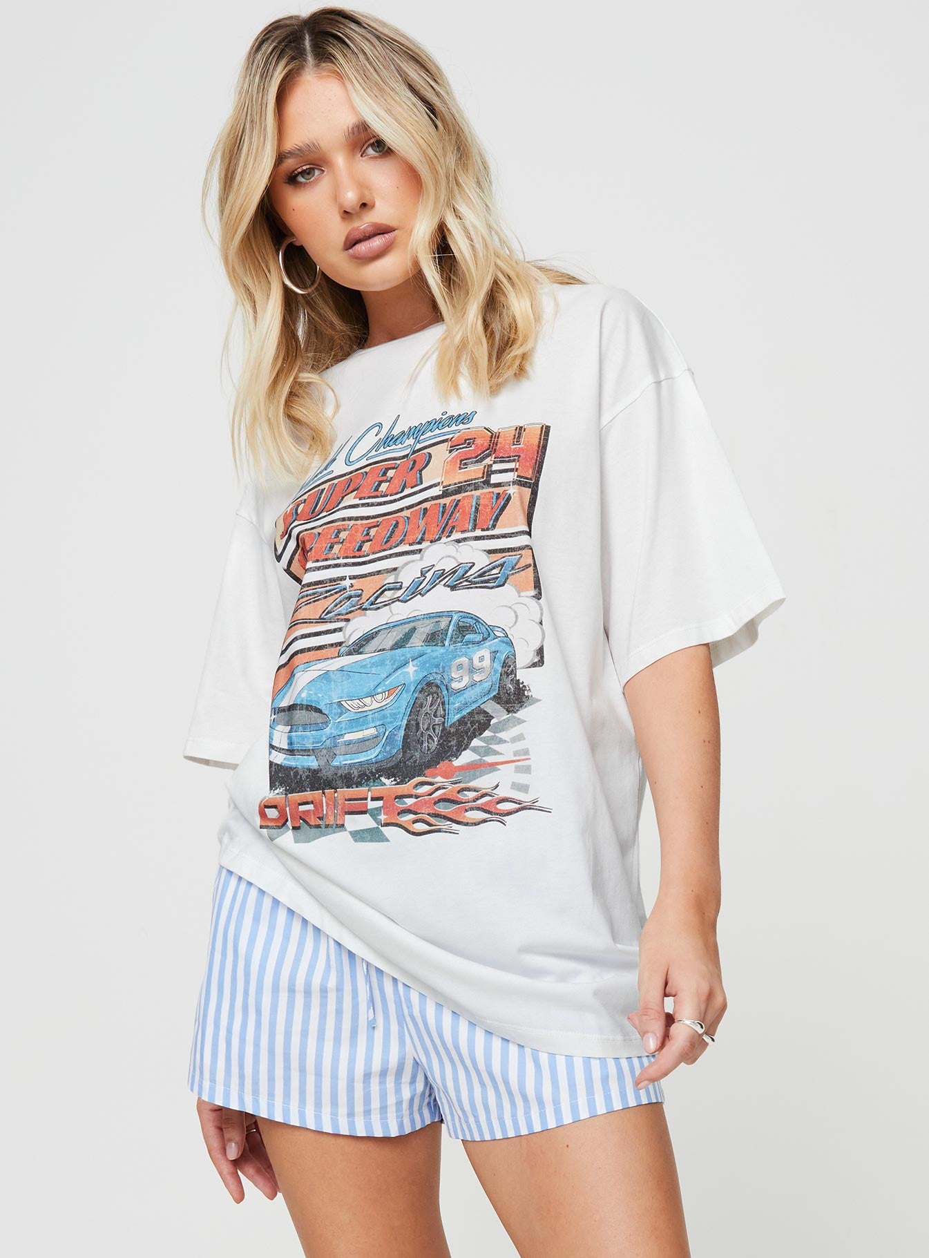 Super 24 oversized tee white