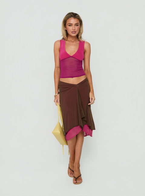 Erinhadi Midi Skirt Brown / Pink