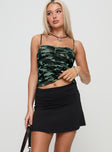   front view of model wearing Princess Polly Girlie Mini Skirt Black Mini Skirts 