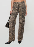 front view of model wearing Princess Polly Pezzi Straight Leg Jeans Leopard High Waisted 