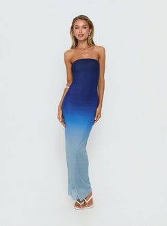 Stolen Love Strapless Maxi Dress Blue Ombre