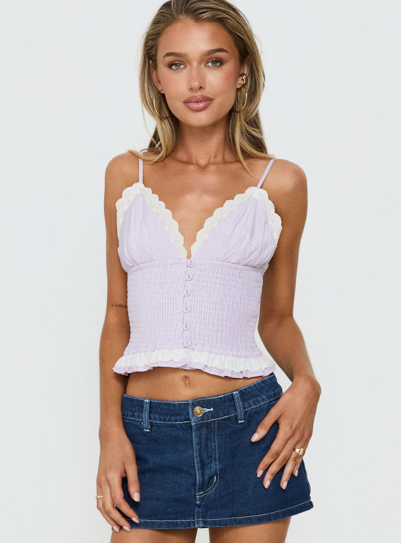 Marigolds Frill Detail Cami Top White | Princess Polly