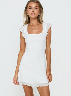 Auroraah Frill Mini Dress White