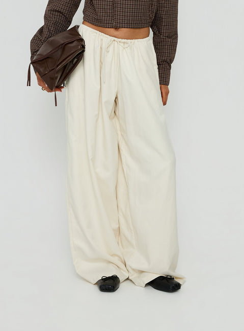 Bungala Oversized Relaxed Pants Ivory Petite