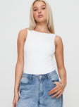 front view of model wearing Princess Polly Beresford Bodysuit White Sleeveless 