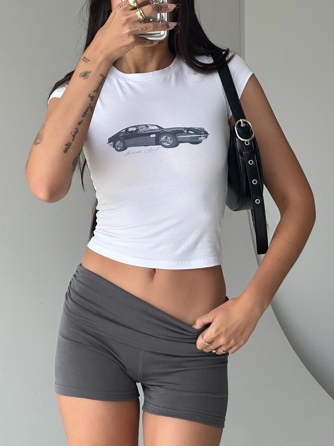 product Princess Polly Short Sleeves Square Neck  Vintage Car Top White