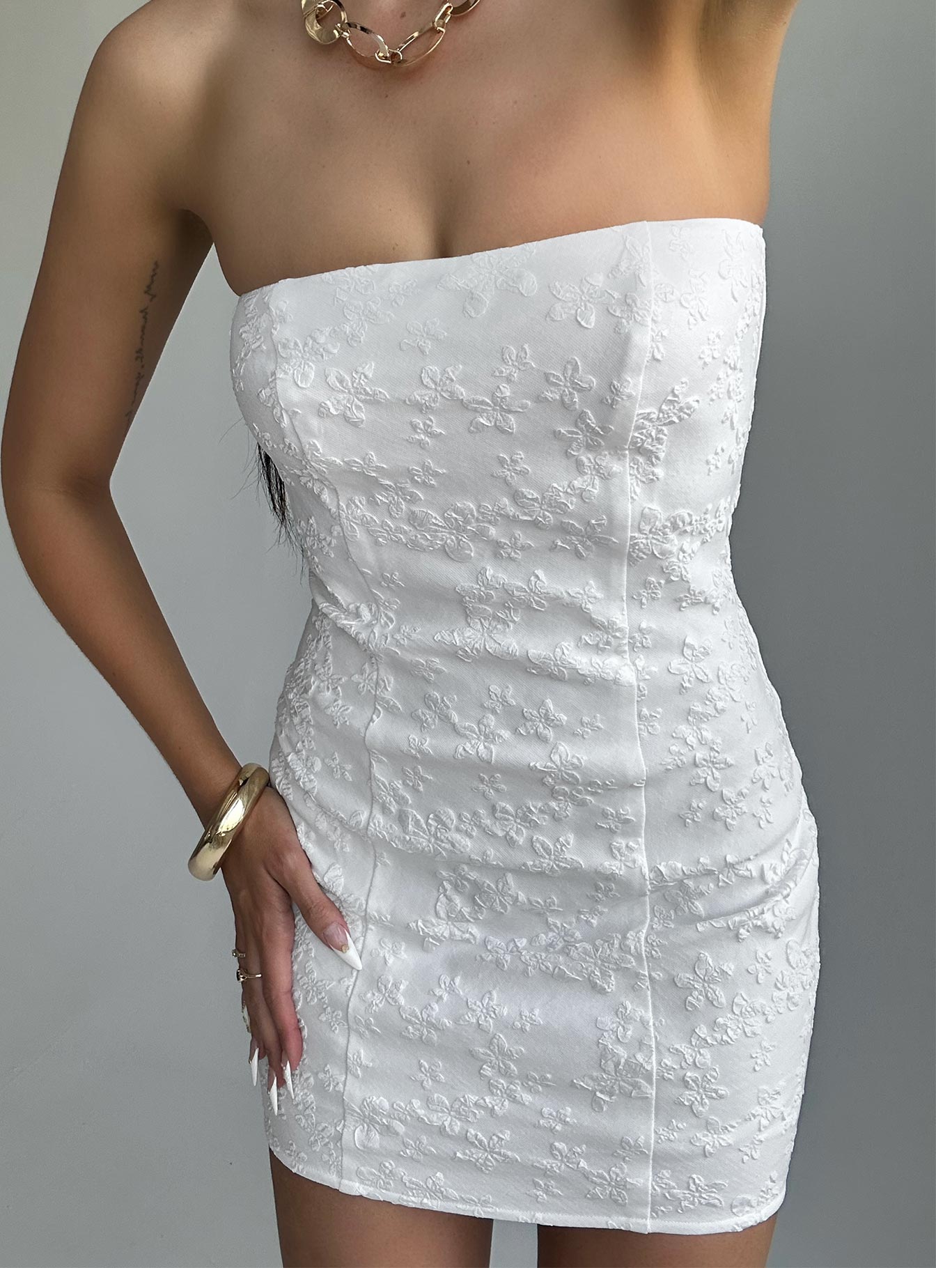 Princess Polly Women's Anja Floral Embroidered Strapless Minidress - White - Mini dresses Princess Polly Women's Anja Floral Embroidered Strapless Minidress - White - Mini dresses