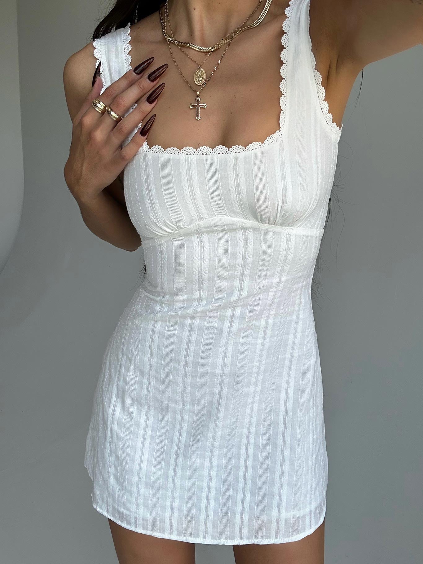 Dasha Mini Dress White Lower Impact | Princess Polly