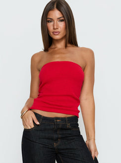 Aubrialla Strapless Top Red