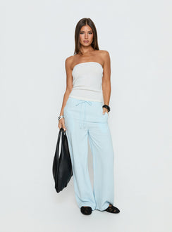 front view of model wearing Princess Polly Parklea Pants Icy Blue High Rise Pants 