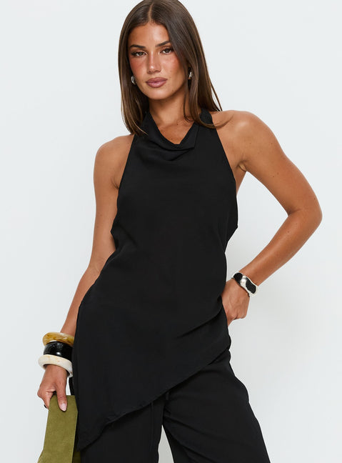 Emorisa Halter Longline Top Black