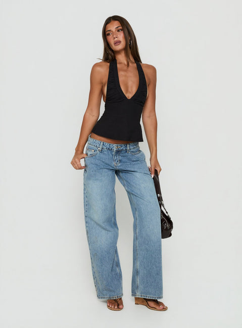 Tidal Wave Low Rise Straight Leg Jeans Light Vintage Blue