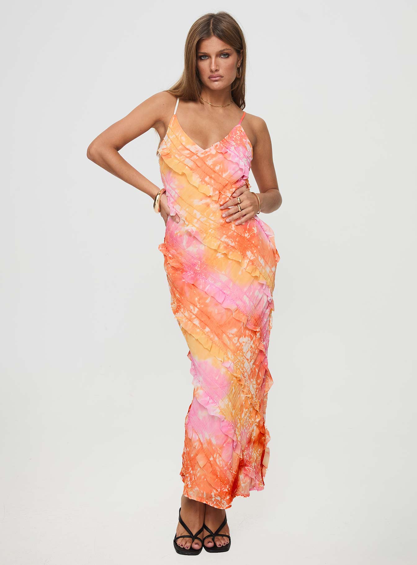 Lars maxi dress orange multi