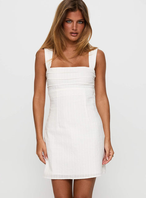 how about you mini dress Found You Square Neck Flared Mini Dress Cream