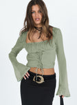 product Princess Polly Full Sleeves Square Neck  Rinnie Long Sleeve Top Green