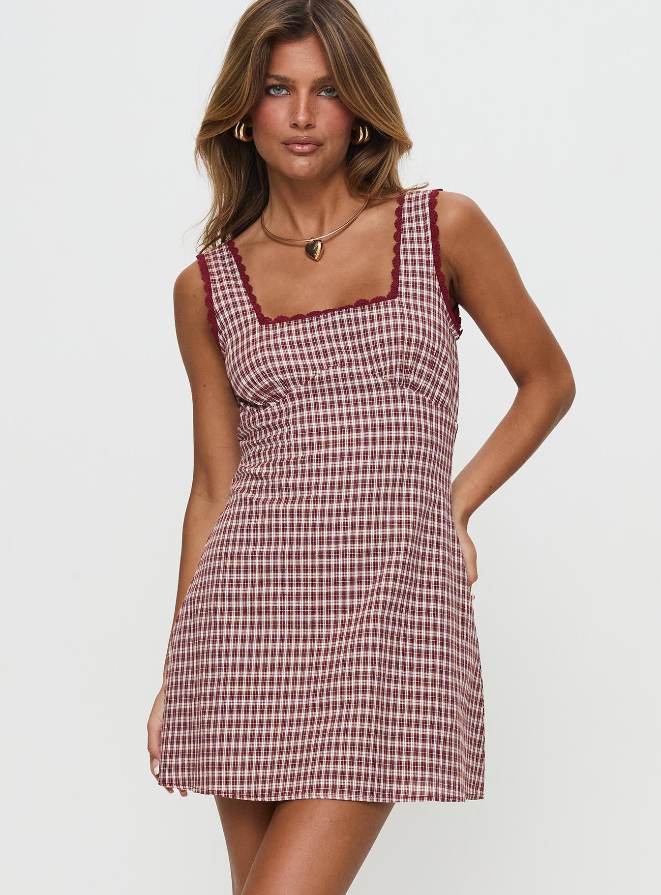 Dasha Mini Dress | Red Check | Womens | Princess Polly Dasha Mini Dress | Red Check | Womens | Princess Polly