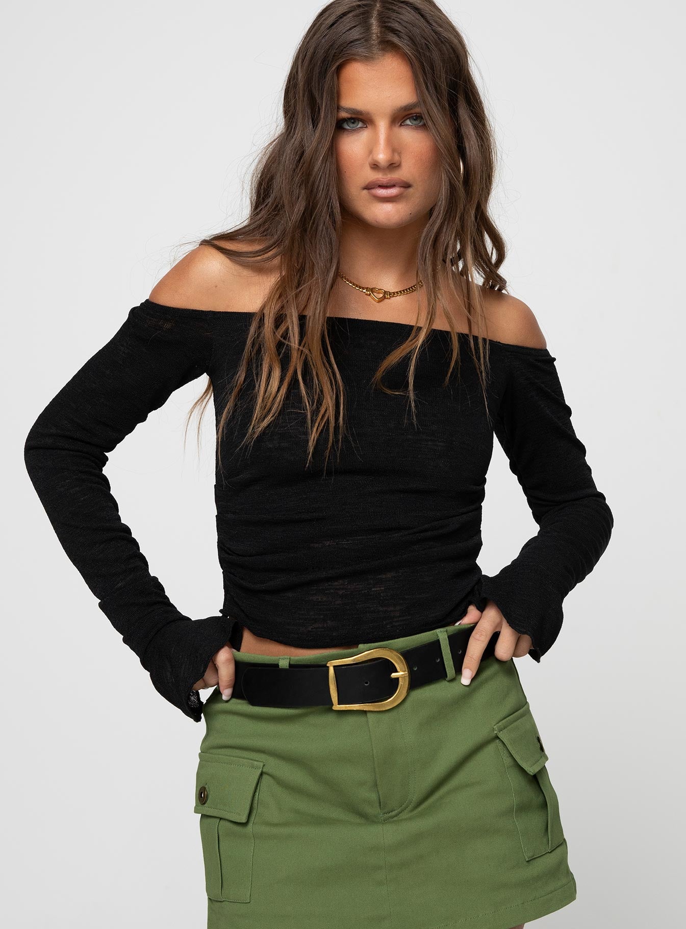 Taroona off the shoulder top black