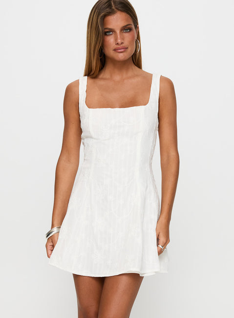 You Can Embroidered Mini Dress White | Princess Polly You Can Embroidered Mini Dress White | Princess Polly