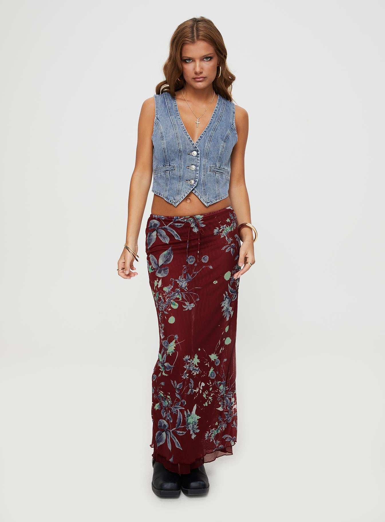 Buchan maxi skirt red floral