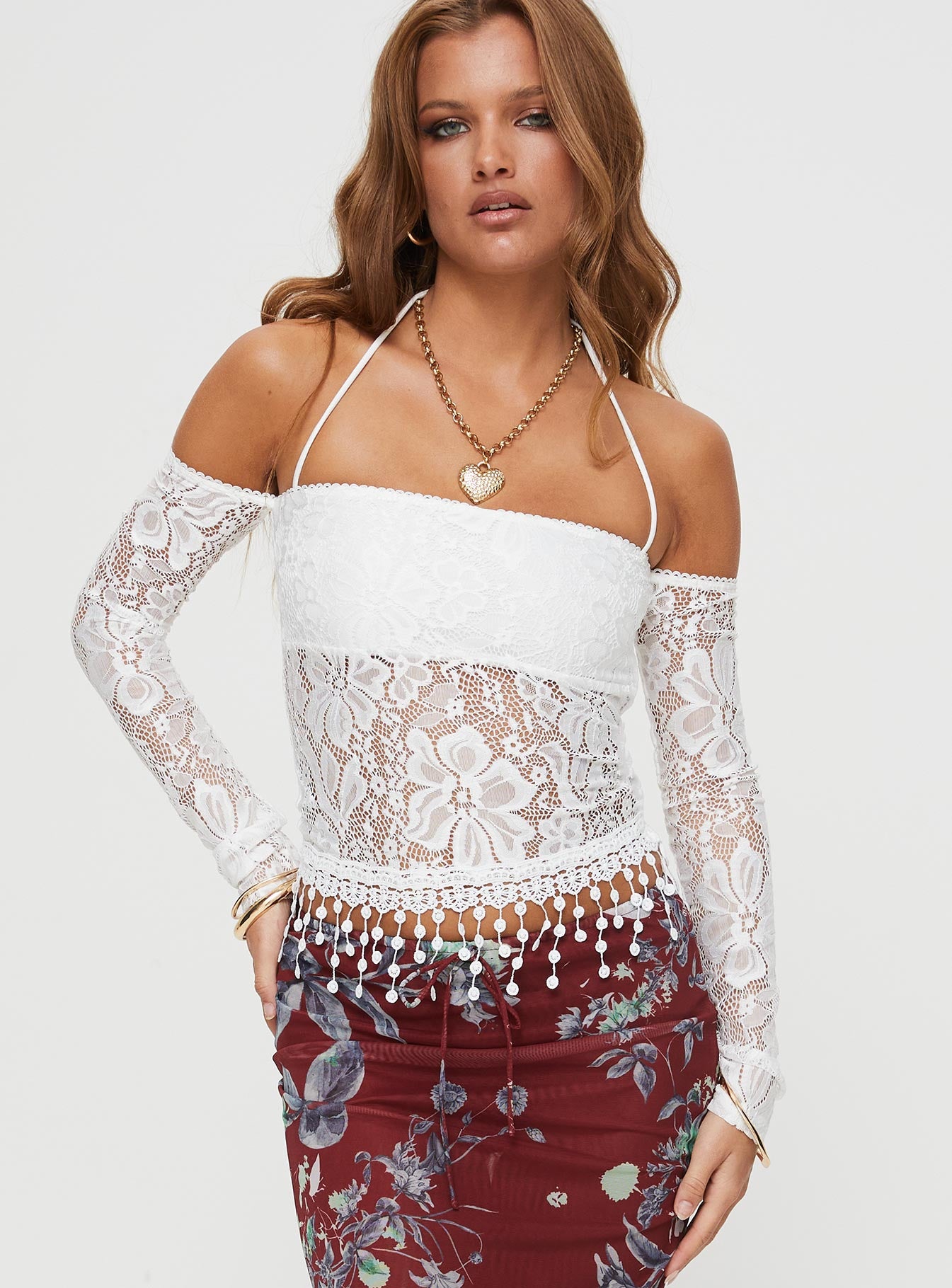 Float lace top white