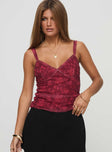 Princess Polly Sleeveless V-Neck  Attention On Me Top Red