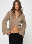 product Princess Polly Full Sleeves Square Neck  Louie Pleated Shirt Beige