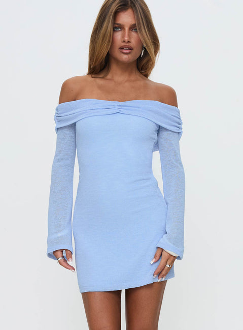 Stellaire Long Sleeve Mini Dress Blue | Princess Polly Stellaire Long Sleeve Mini Dress Blue | Princess Polly